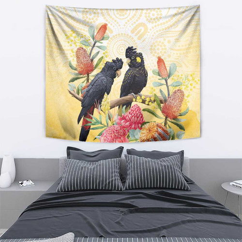 Black Cockatoo Banksia Australia Tapestry Aboriginal Art