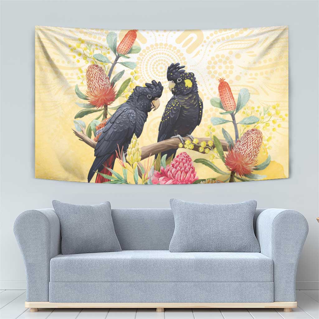 Black Cockatoo Banksia Australia Tapestry Aboriginal Art