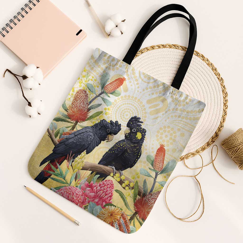 Black Cockatoo Banksia Australia Tote Bag Aboriginal Art - Aussie Hoodie
