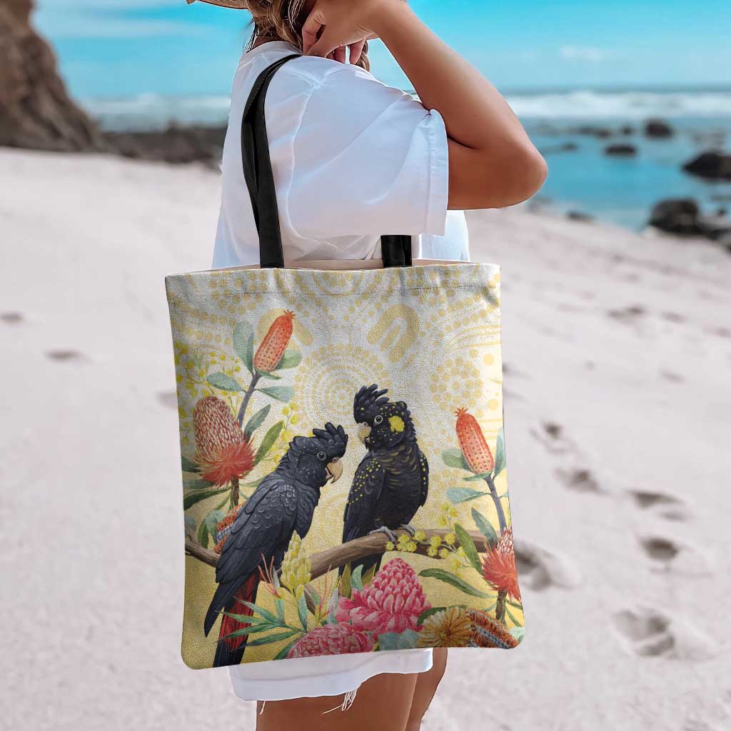 Black Cockatoo Banksia Australia Tote Bag Aboriginal Art - Aussie Hoodie