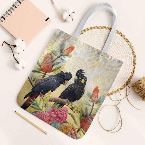 Black Cockatoo Banksia Australia Tote Bag Aboriginal Art - Aussie Hoodie