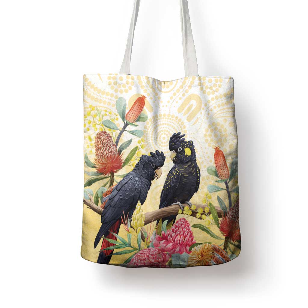 Black Cockatoo Banksia Australia Tote Bag Aboriginal Art - Aussie Hoodie