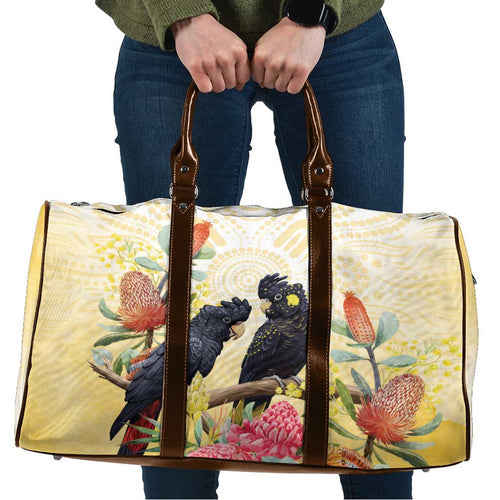 Black Cockatoo Banksia Australia Travel Bag Aboriginal Art - Aussie Hoodie