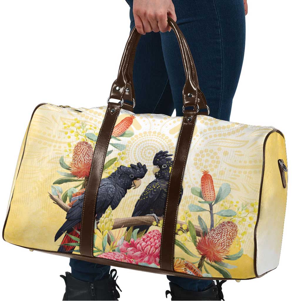 Black Cockatoo Banksia Australia Travel Bag Aboriginal Art - Aussie Hoodie