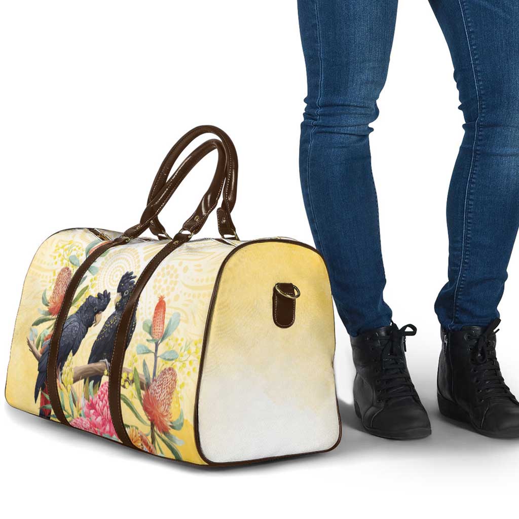 Black Cockatoo Banksia Australia Travel Bag Aboriginal Art - Aussie Hoodie