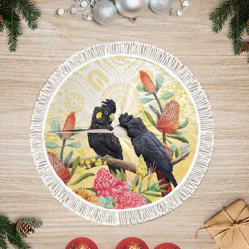 Black Cockatoo Banksia Australia Tree Skirt Aboriginal Art - Aussie Hoodie