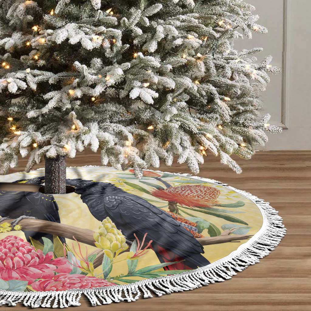 Black Cockatoo Banksia Australia Tree Skirt Aboriginal Art - Aussie Hoodie