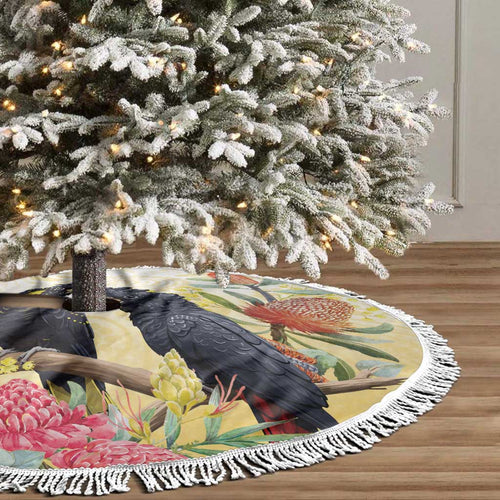 Black Cockatoo Banksia Australia Tree Skirt Aboriginal Art - Aussie Hoodie