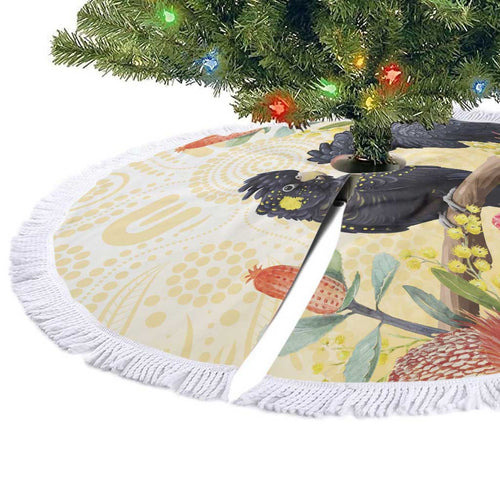 Black Cockatoo Banksia Australia Tree Skirt Aboriginal Art - Aussie Hoodie