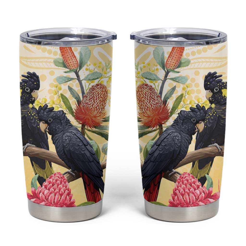 Black Cockatoo Banksia Australia Tumbler Cup Aboriginal Art