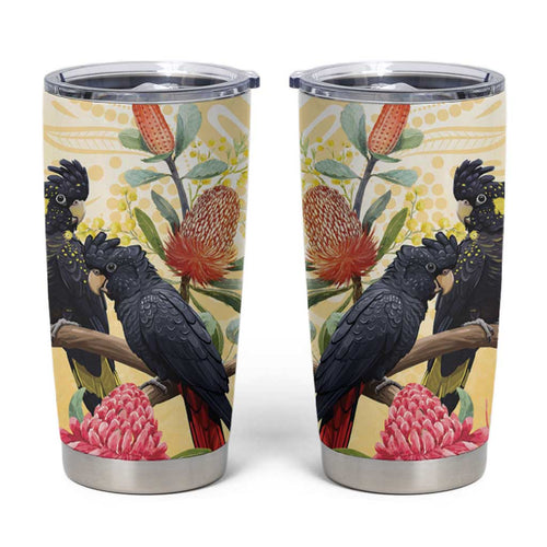 Black Cockatoo Banksia Australia Tumbler Cup Aboriginal Art