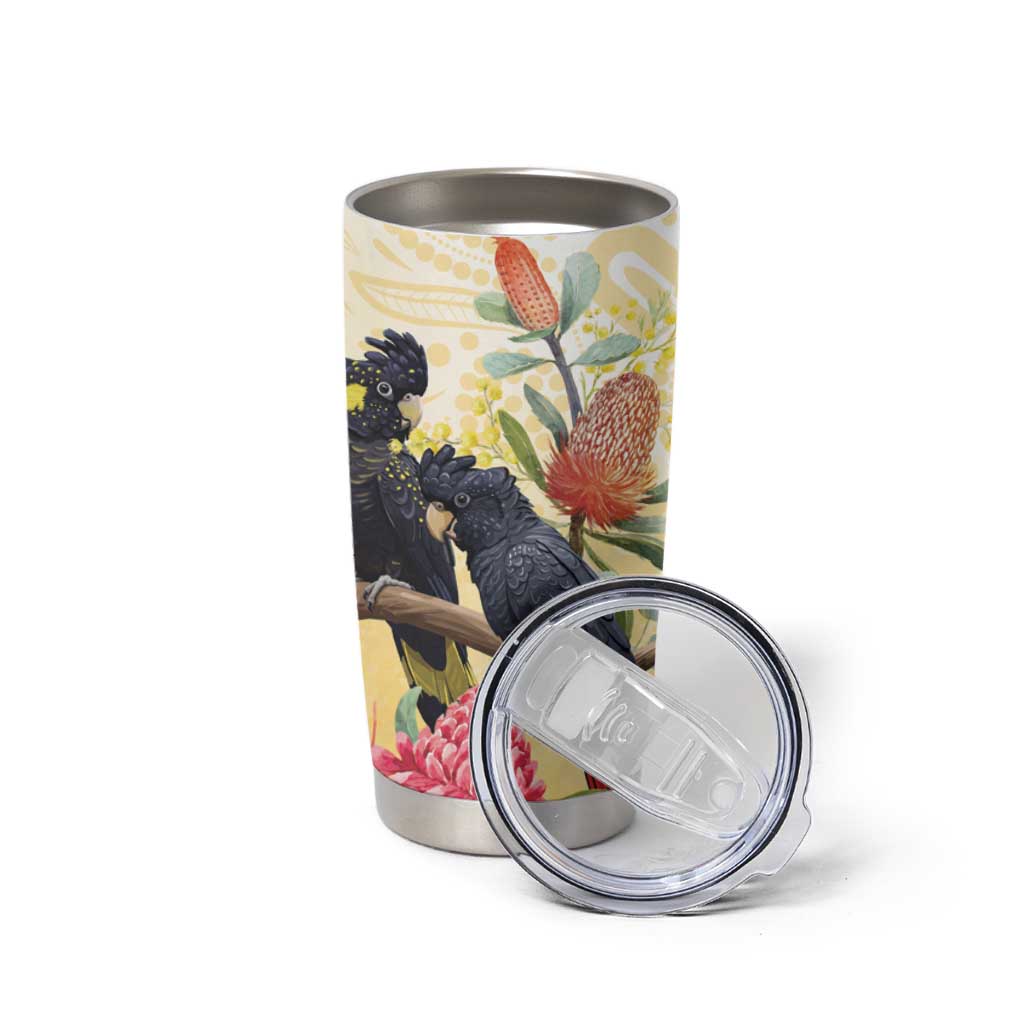 Black Cockatoo Banksia Australia Tumbler Cup Aboriginal Art