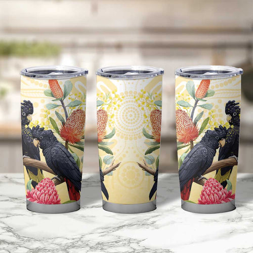 Black Cockatoo Banksia Australia Tumbler Cup Aboriginal Art