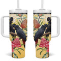 Black Cockatoo Banksia Australia Tumbler With Handle Aboriginal Art