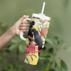 Black Cockatoo Banksia Australia Tumbler With Handle Aboriginal Art