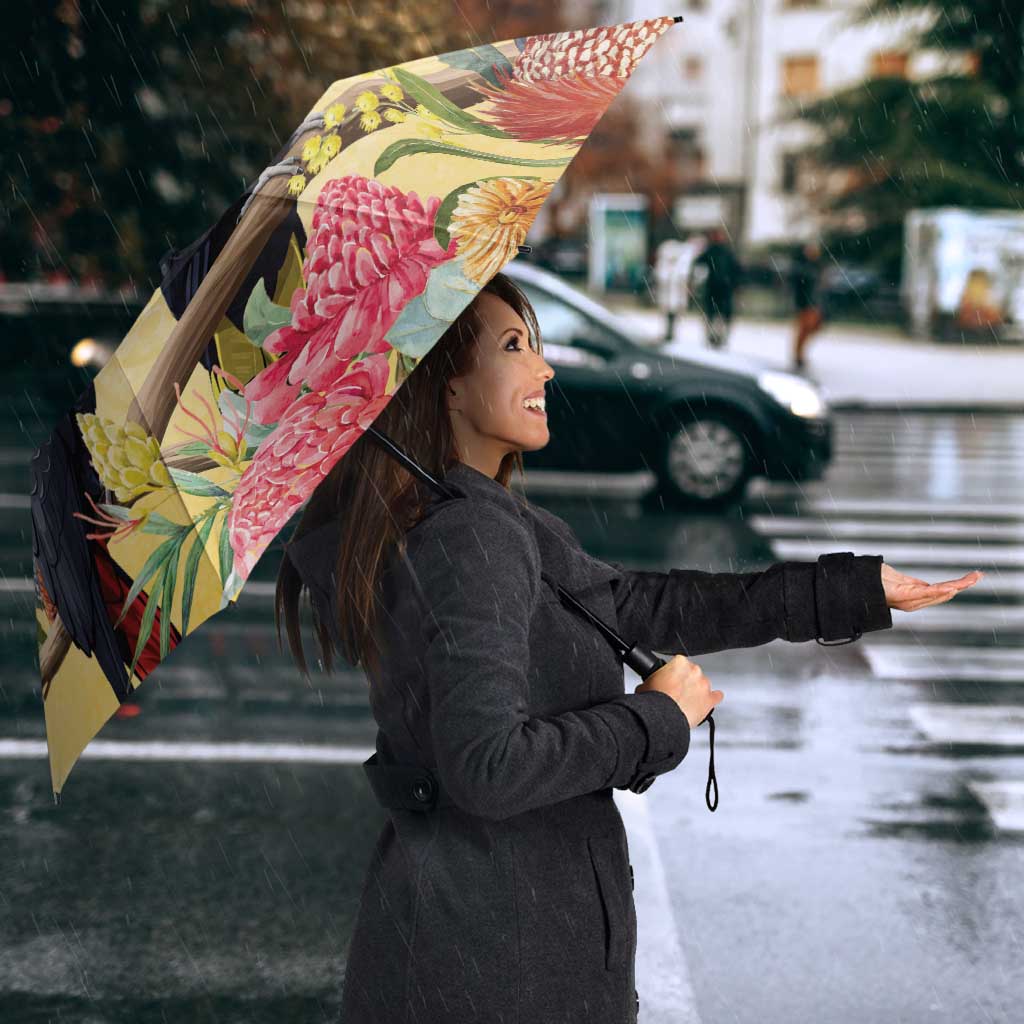 Black Cockatoo Banksia Australia Umbrella Aboriginal Art - Aussie Hoodie