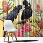 Black Cockatoo Banksia Australia Window Curtain Aboriginal Art