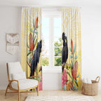Black Cockatoo Banksia Australia Window Curtain Aboriginal Art
