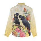 Black Cockatoo Banksia Australia Women Casual Shirt Aboriginal Art