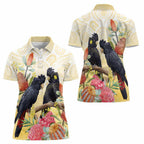 Black Cockatoo Banksia Australia Women Polo Shirt Aboriginal Art