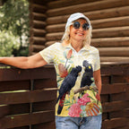 Black Cockatoo Banksia Australia Women Polo Shirt Aboriginal Art