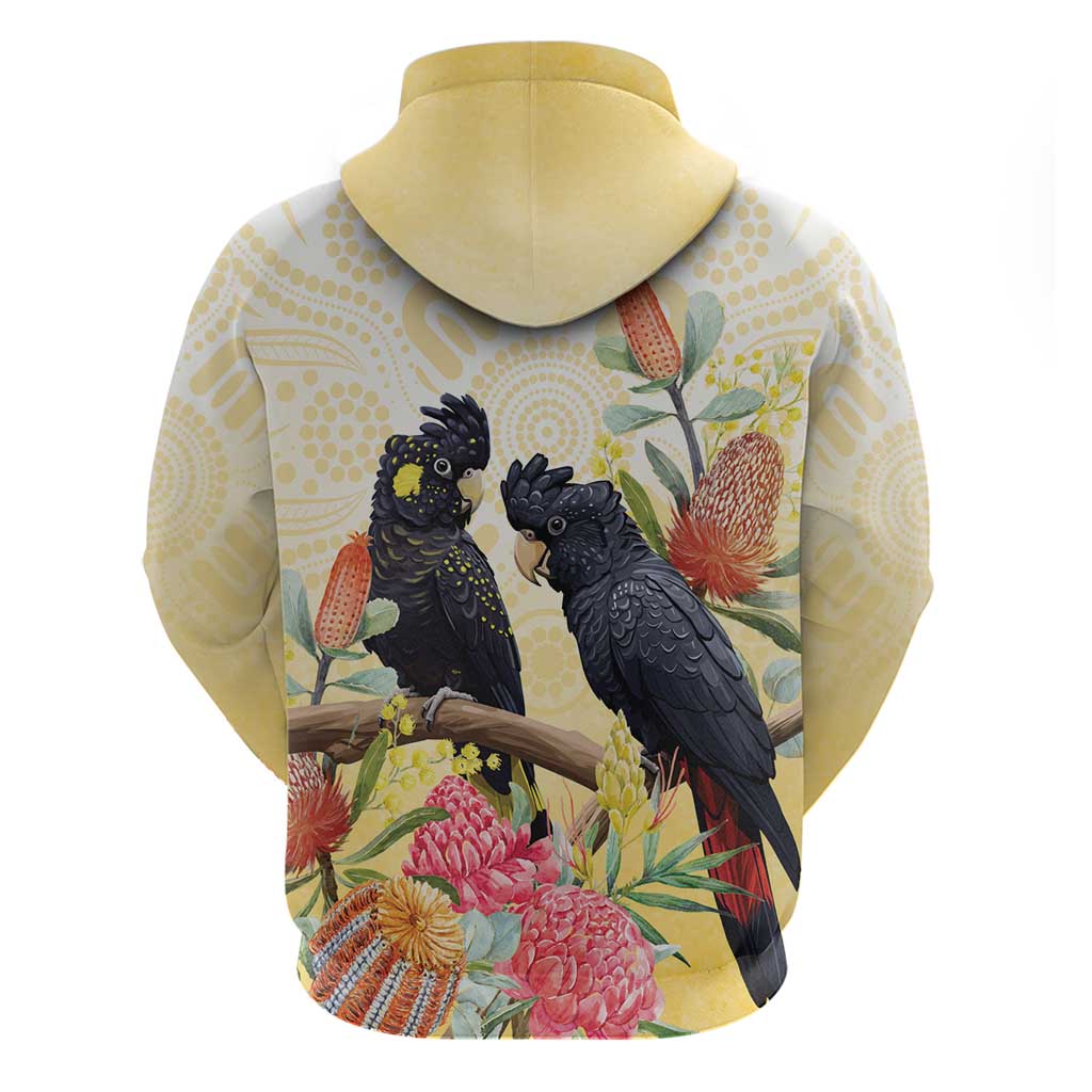 Black Cockatoo Banksia Australia Zip Hoodie Aboriginal Art