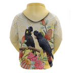 Black Cockatoo Banksia Australia Zip Hoodie Aboriginal Art
