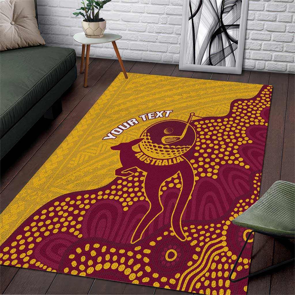 Personalised Australia Golf Area Rug Aussie Kangaroo Aboriginal Polynesian Pattern