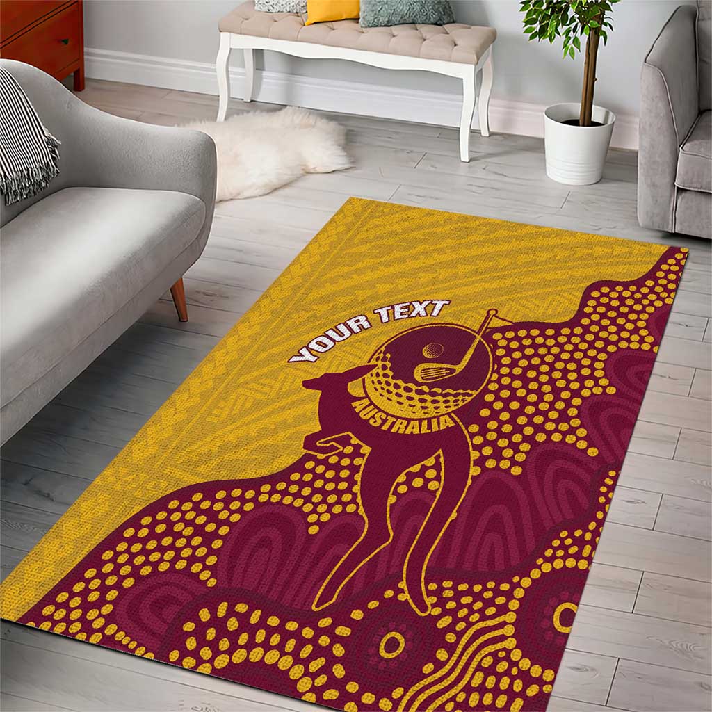 Personalised Australia Golf Area Rug Aussie Kangaroo Aboriginal Polynesian Pattern