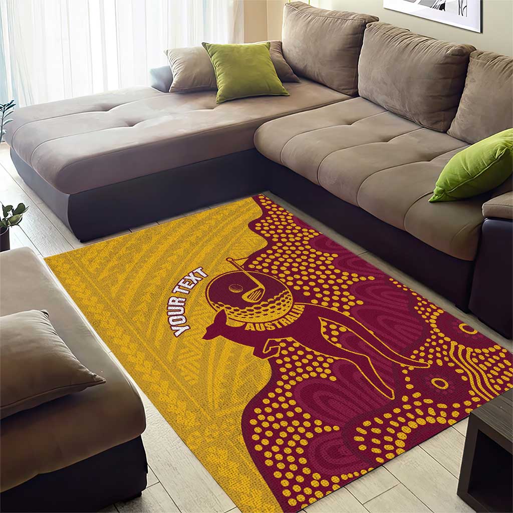 Personalised Australia Golf Area Rug Aussie Kangaroo Aboriginal Polynesian Pattern