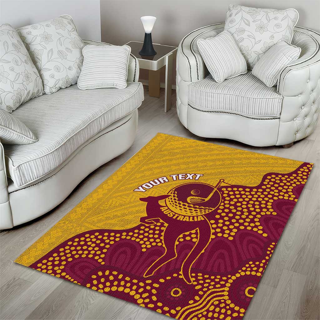 Personalised Australia Golf Area Rug Aussie Kangaroo Aboriginal Polynesian Pattern