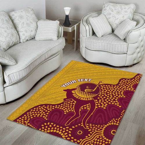 Personalised Australia Golf Area Rug Aussie Kangaroo Aboriginal Polynesian Pattern
