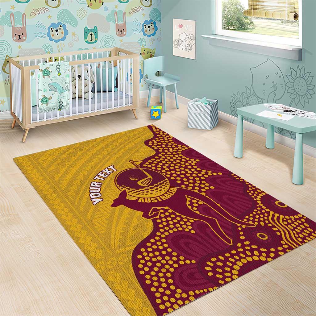 Personalised Australia Golf Area Rug Aussie Kangaroo Aboriginal Polynesian Pattern