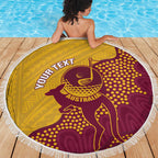 Personalised Australia Golf Beach Blanket Aussie Kangaroo Aboriginal Polynesian Pattern