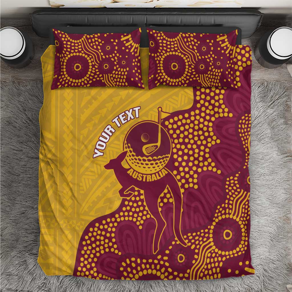 Personalised Australia Golf Bedding Set Aussie Kangaroo Aboriginal Polynesian Pattern