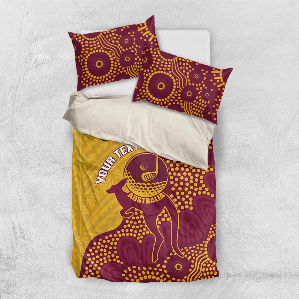 Personalised Australia Golf Bedding Set Aussie Kangaroo Aboriginal Polynesian Pattern