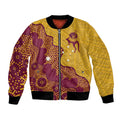 Personalised Australia Golf Bomber Jacket Aussie Kangaroo Aboriginal Polynesian Pattern