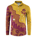 Personalised Australia Golf Button Sweatshirt Aussie Kangaroo Aboriginal Polynesian Pattern