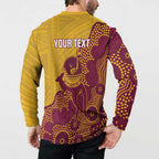 Personalised Australia Golf Button Sweatshirt Aussie Kangaroo Aboriginal Polynesian Pattern