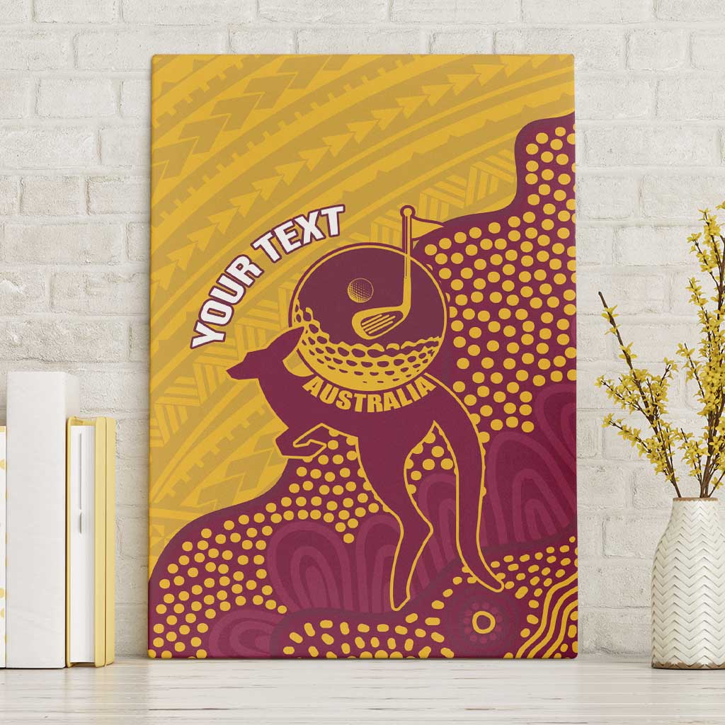 Personalised Australia Golf Canvas Wall Art Aussie Kangaroo Aboriginal Polynesian Pattern