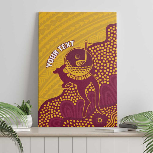 Personalised Australia Golf Canvas Wall Art Aussie Kangaroo Aboriginal Polynesian Pattern