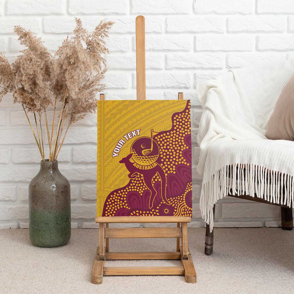 Personalised Australia Golf Canvas Wall Art Aussie Kangaroo Aboriginal Polynesian Pattern