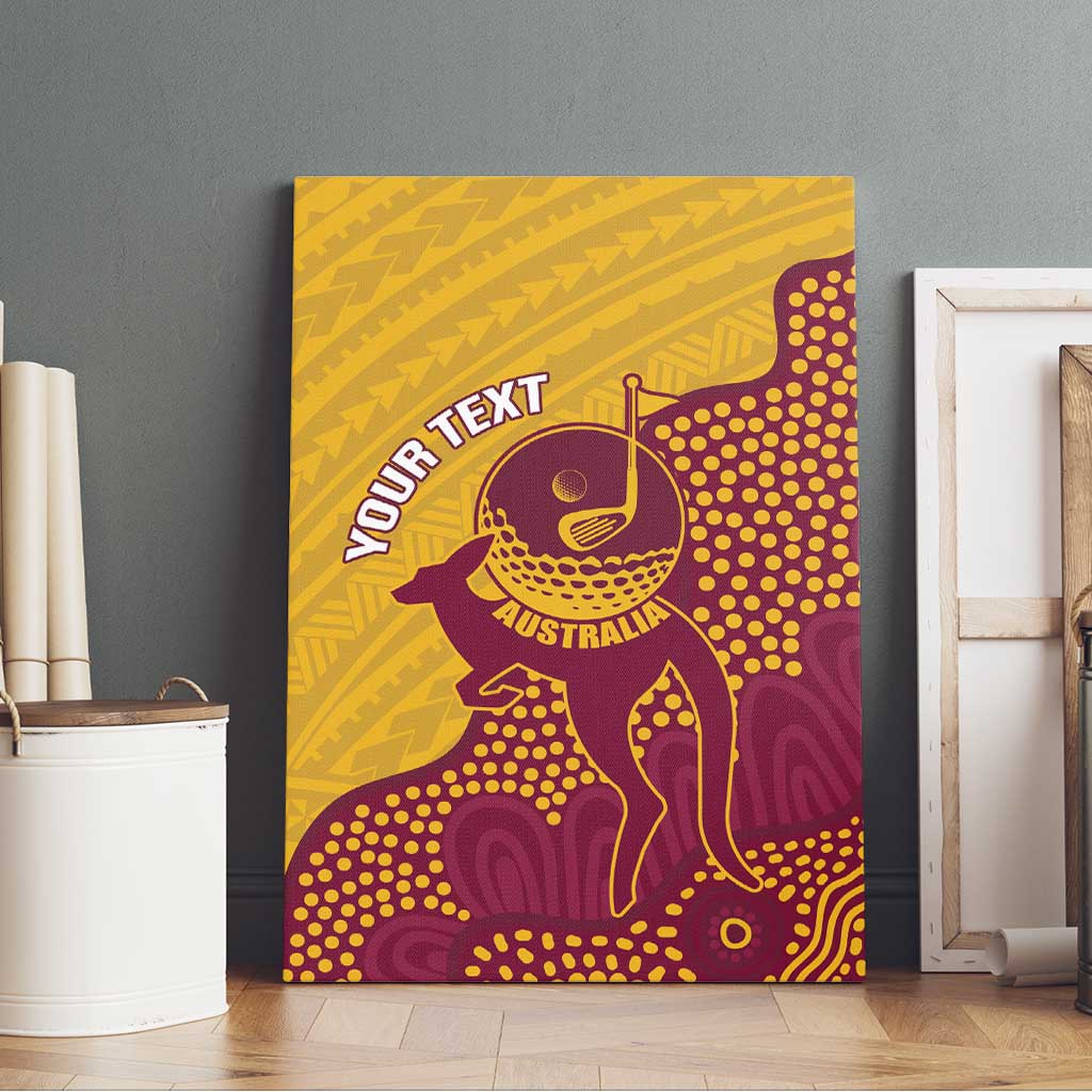 Personalised Australia Golf Canvas Wall Art Aussie Kangaroo Aboriginal Polynesian Pattern