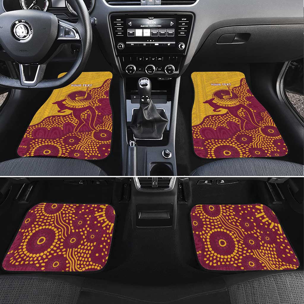 Personalised Australia Golf Car Mats Aussie Kangaroo Aboriginal Polynesian Pattern