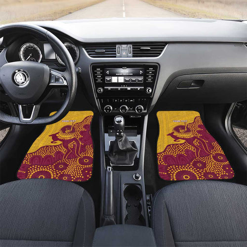 Personalised Australia Golf Car Mats Aussie Kangaroo Aboriginal Polynesian Pattern