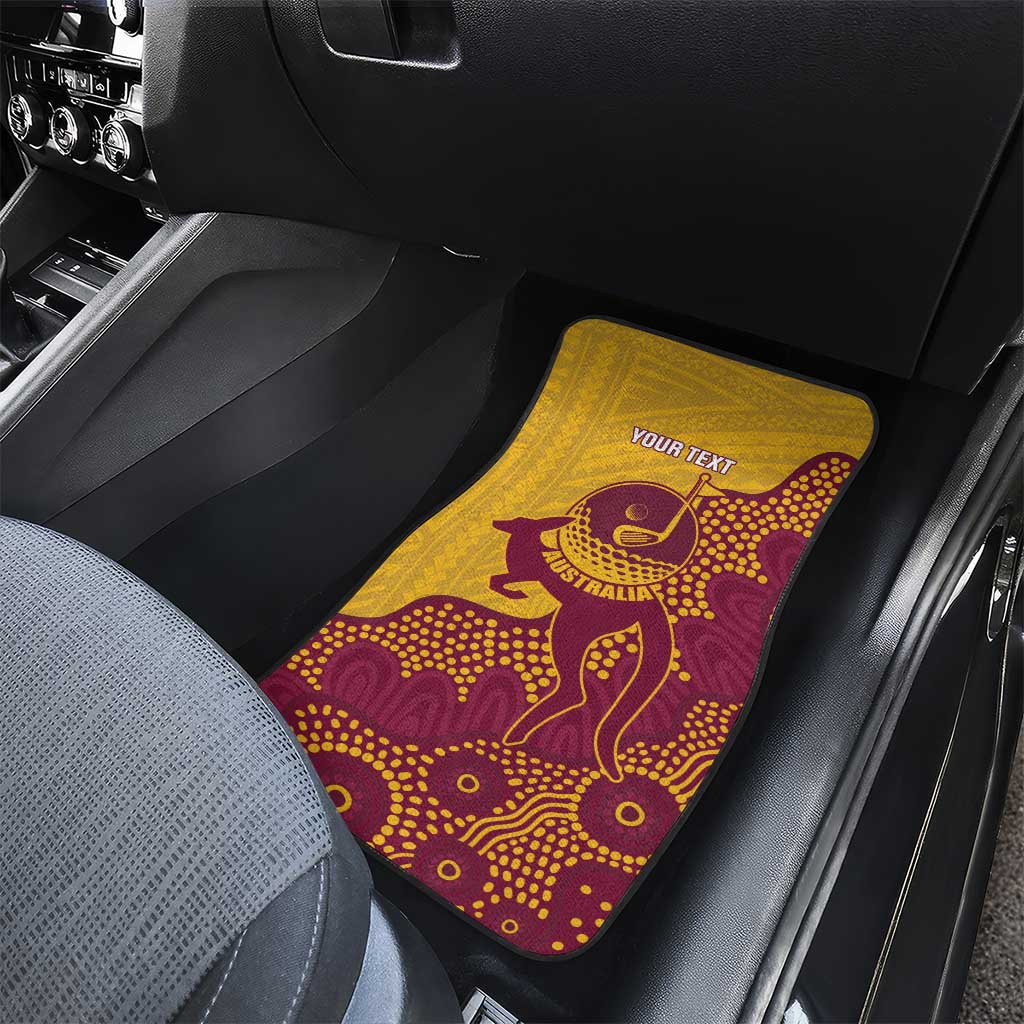 Personalised Australia Golf Car Mats Aussie Kangaroo Aboriginal Polynesian Pattern