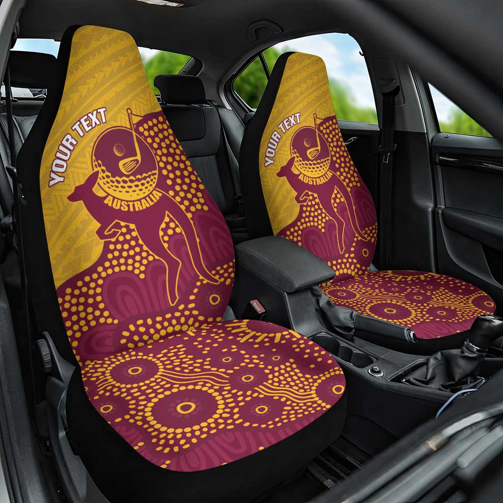 Personalised Australia Golf Car Seat Cover Aussie Kangaroo Aboriginal Polynesian Pattern