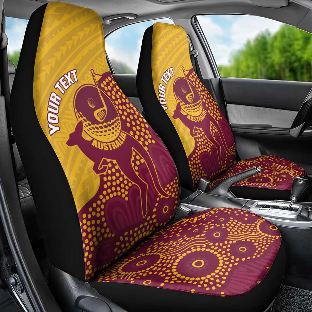 Personalised Australia Golf Car Seat Cover Aussie Kangaroo Aboriginal Polynesian Pattern