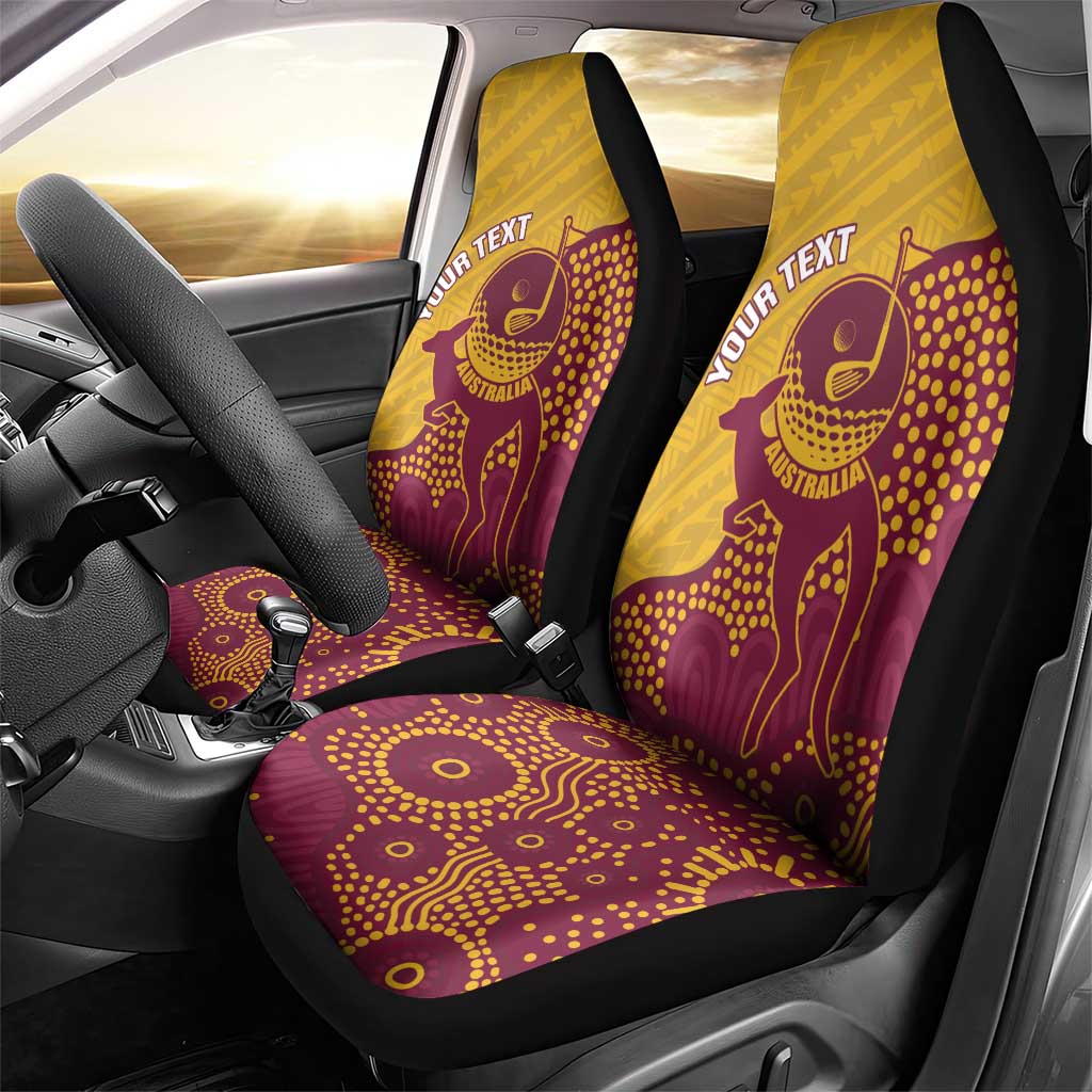 Personalised Australia Golf Car Seat Cover Aussie Kangaroo Aboriginal Polynesian Pattern