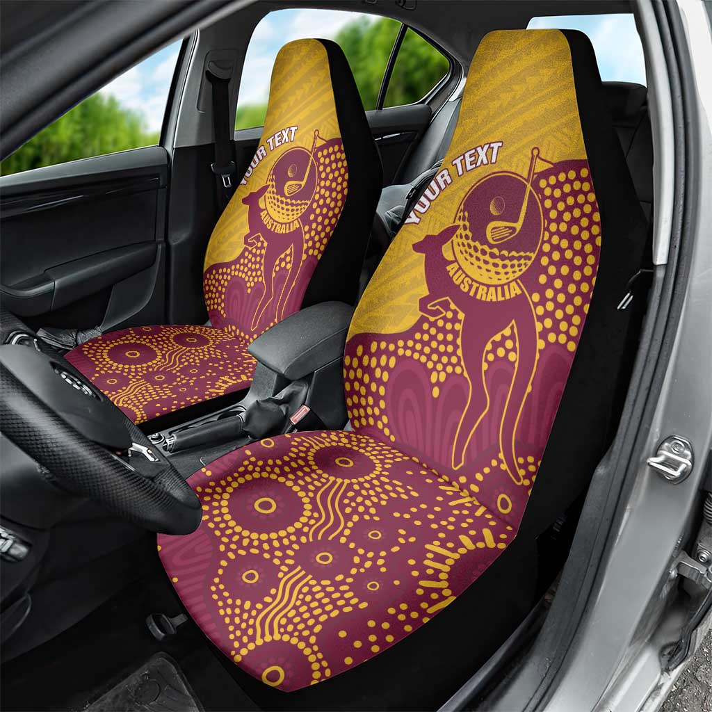 Personalised Australia Golf Car Seat Cover Aussie Kangaroo Aboriginal Polynesian Pattern